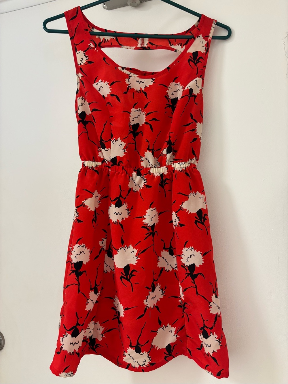 👗Red Floral Sleeveless Sundress